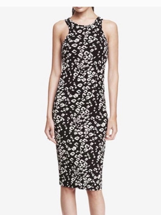 Express Dresses & Skirts - Express Black and Cream Leopard-Print Midi Tank Dress Size Small